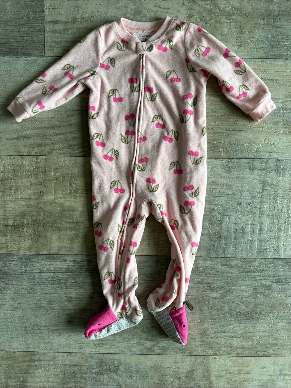 Carter's Baby Girl Cherry Print Fleece Footed Sleeper 18M